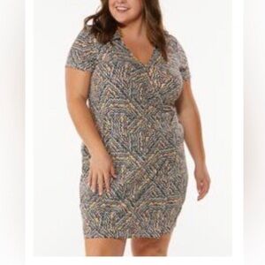 CATO Womens Abstract Print Faux Wrap Dress - Size L